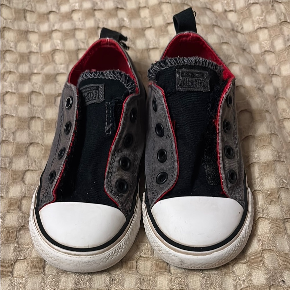 Converse Kids Black and Red Slip-On Shoes